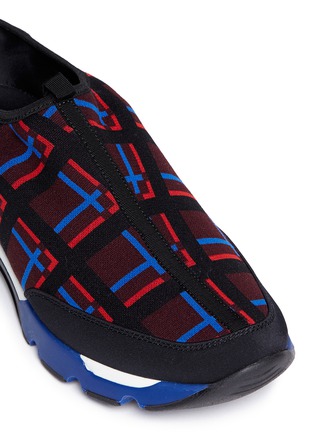 Detail View - Click To Enlarge - MARNI - Tron check stretch knit slip-on sneakers