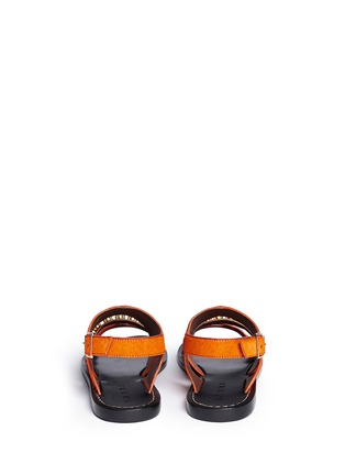 Back View - Click To Enlarge - MARNI - Jewelled leather calf hair slingback sandals