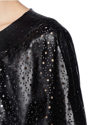 Detail View - Click To Enlarge - YVES SALOMON - Cropped lasercut leather jacket