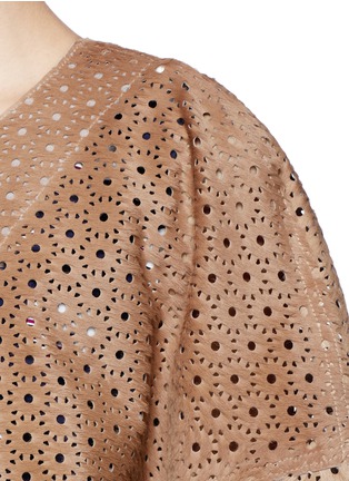 Detail View - Click To Enlarge - YVES SALOMON - Lasercut ponyhair suede coat