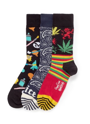 Main View - Click To Enlarge - HAPPY SOCKS - x Snoop Dogg hybrid 3-pair socks set