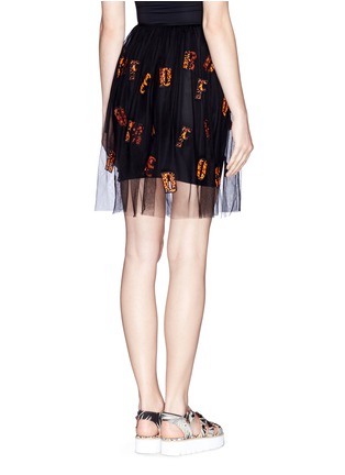 Back View - Click To Enlarge - MSGM - Lace alphabet appliqué tulle skirt