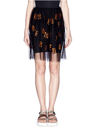Main View - Click To Enlarge - MSGM - Lace alphabet appliqué tulle skirt