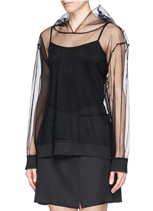 Front View - Click To Enlarge - MSGM - Sheer mesh hoodie