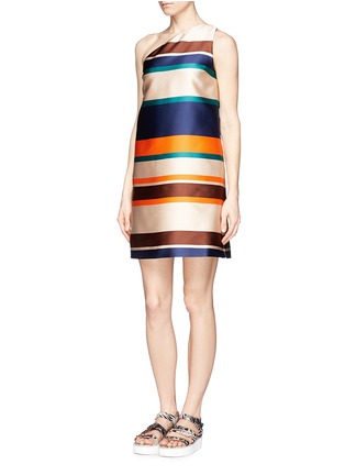 Front View - Click To Enlarge - MSGM - Stripe one-shoulder dress