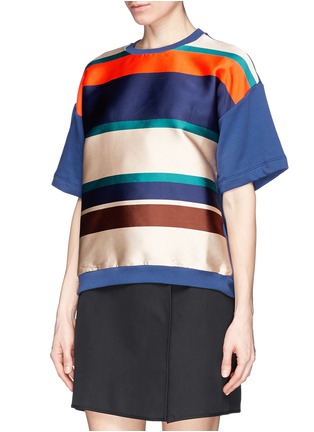 Front View - Click To Enlarge - MSGM - Stripe front cotton terry sweatshirt