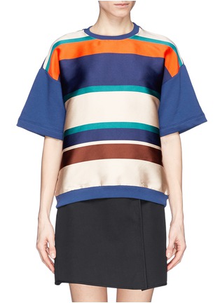 Main View - Click To Enlarge - MSGM - Stripe front cotton terry sweatshirt