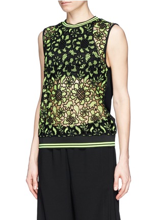 Front View - Click To Enlarge - MSGM - Mesh floral lace front tank top