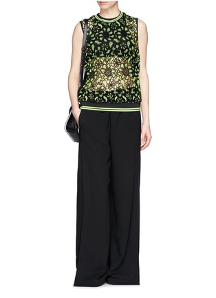 Figure View - Click To Enlarge - MSGM - Mesh floral lace front tank top