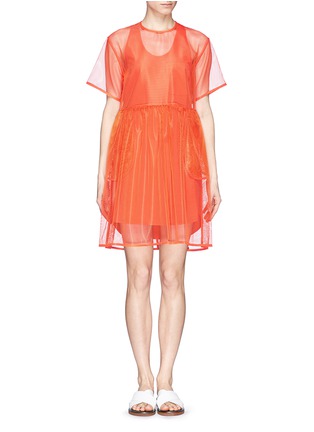 Main View - Click To Enlarge - MSGM - Mesh layer smock dress