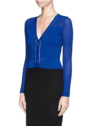 Front View - Click To Enlarge - DIANE VON FURSTENBERG - Lace sleeve rib cardigan