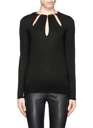 Main View - Click To Enlarge - EMILIO PUCCI - Chain neckline wool sweater