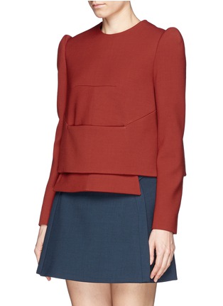 Front View - Click To Enlarge - DELPOZO - Structured shoulder crepe top