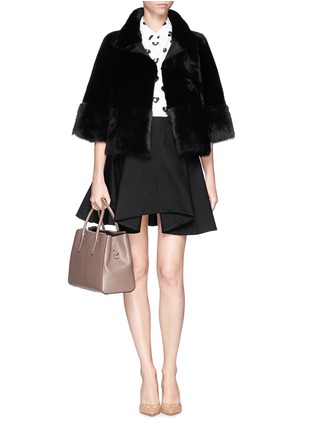 Figure View - Click To Enlarge - TORY BURCH - 'Charla' lamb leather shearling cropped jacket