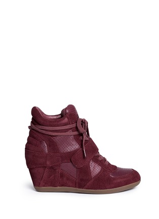 Main View - Click To Enlarge - ASH - 'Bowie' suede and calf leather wedge sneakers