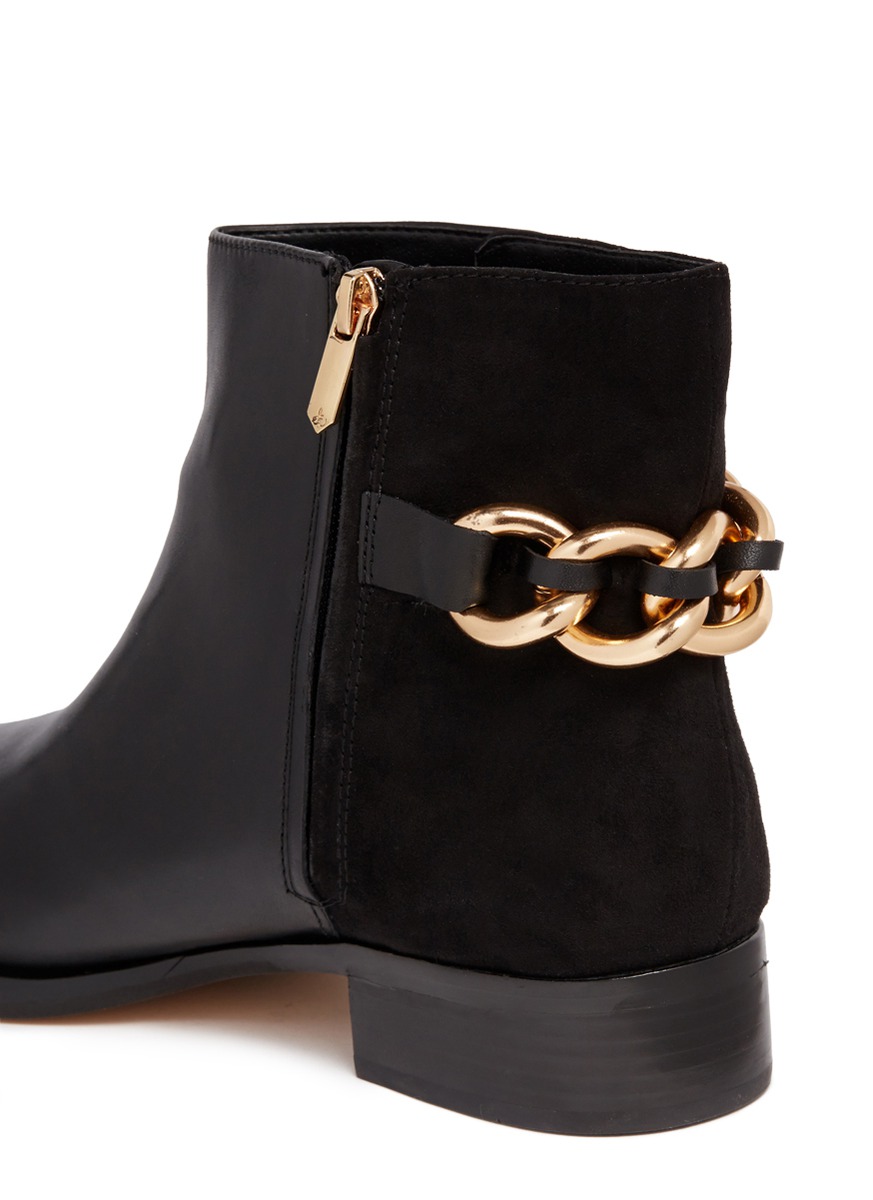 SAM EDELMAN - 'Chester' chain leather and suede boots - on SALE | Black ...