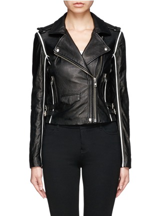 Main View - Click To Enlarge - IRO - Contrast piping leather biker jacket
