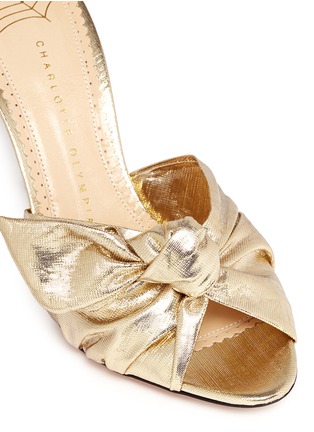 Detail View - Click To Enlarge - CHARLOTTE OLYMPIA - 'Lola' knotted bow lamé sandals