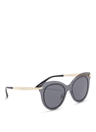 Figure View - Click To Enlarge - - - Metal temple cat eye sunglasses