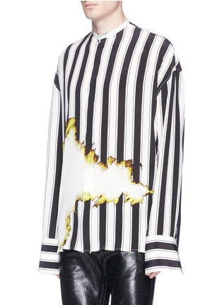 Front View - Click To Enlarge - HAIDER ACKERMANN - Stripe bleach print silk shirt