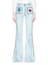 Main View - Click To Enlarge - GUCCI - Stud floral patch flared denim pants