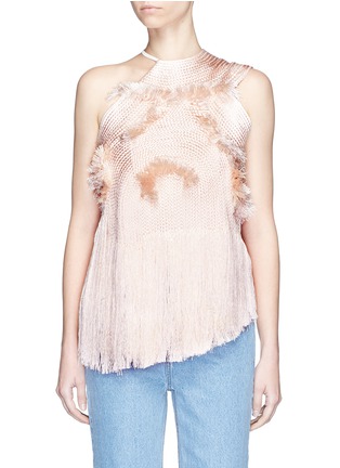 Main View - Click To Enlarge - 73037 - Braided fringe frayed one-shoulder top