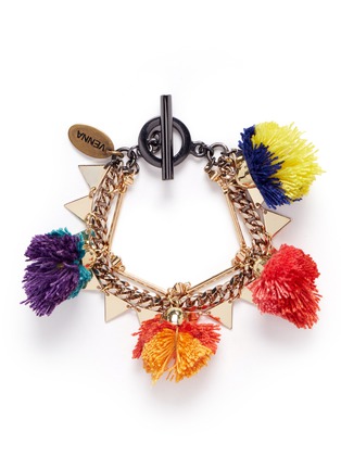 Main View - Click To Enlarge - VENNA - Pompom mixed chain bracelet