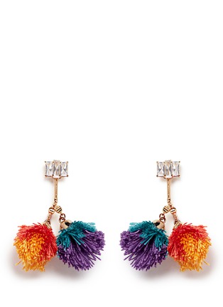 Main View - Click To Enlarge - VENNA - Detachable pompom glass crystal drop earrings