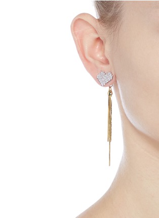 Figure View - Click To Enlarge - VENNA - Glass crystal heart tassel drop jacket earrings