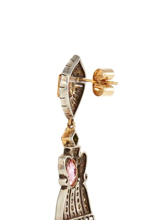 Detail View - Click To Enlarge - AISHWARYA - Diamond tourmaline pearl fringe drop earrings