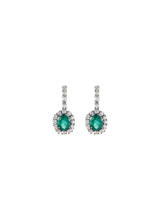 Main View - Click To Enlarge - AISHWARYA - Diamond emerald oval drop earrings
