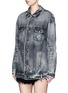 Front View - Click To Enlarge - 72877 - 'Chitra' distressed cotton denim jacket