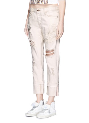 Front View - Click To Enlarge - 72877 - 'Herma' contrast panel ripped jeans