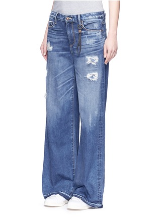 Front View - Click To Enlarge - 72877 - 'Clemmys' distressed wide leg jeans