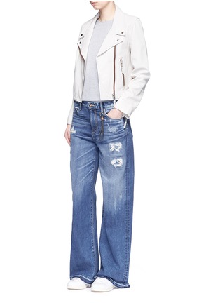 Figure View - Click To Enlarge - 72877 - 'Clemmys' distressed wide leg jeans