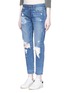 Front View - Click To Enlarge - 72877 - 'Savanna' distressed ripped knit patch cropped jeans