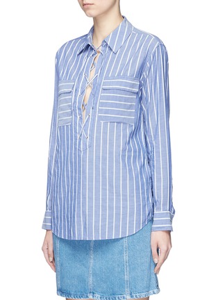 Front View - Click To Enlarge - EQUIPMENT - 'Knox' stripe lace-up cotton shirt