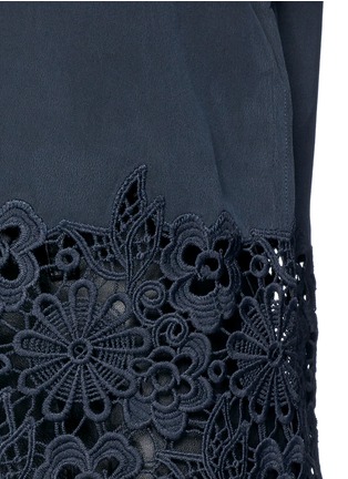 Detail View - Click To Enlarge - EQUIPMENT - 'Brynn' lace hem silk T-shirt