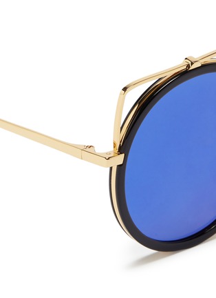Detail View - Click To Enlarge - STEPHANE + CHRISTIAN - Reo' wire cat ear round metal mirror sunglasses