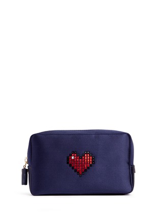 Main View - Click To Enlarge - ANYA HINDMARCH - Heart embellished satin cosmetics pouch