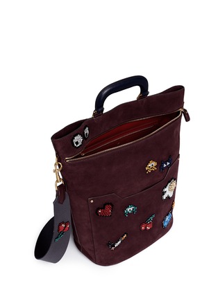 Detail View - Click To Enlarge - ANYA HINDMARCH - 'Space Invaders Orsett' suede tote