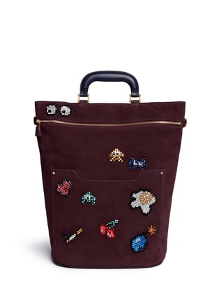 Main View - Click To Enlarge - ANYA HINDMARCH - 'Space Invaders Orsett' suede tote
