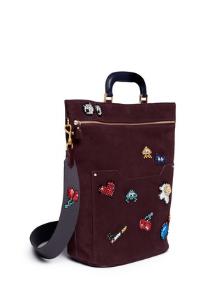 Figure View - Click To Enlarge - ANYA HINDMARCH - 'Space Invaders Orsett' suede tote