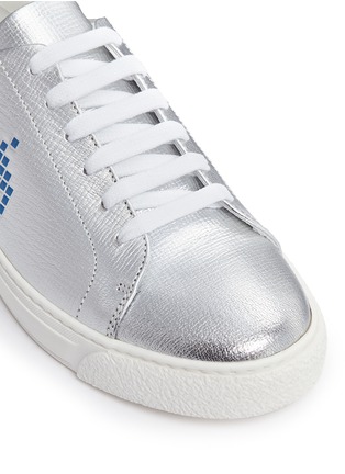 Detail View - Click To Enlarge - ANYA HINDMARCH - 'Space Invaders' embossed metallic leather sneakers