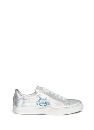 Main View - Click To Enlarge - ANYA HINDMARCH - 'Space Invaders' embossed metallic leather sneakers