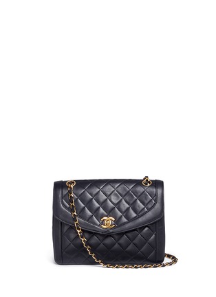 Main View - Click To Enlarge - VINTAGE CHANEL - Quilted lambskin leather rounded flap bag