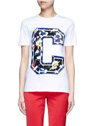 Main View - Click To Enlarge - ÊTRE CÉCILE - 'Big C' abstract leopard print embroidery T-shirt