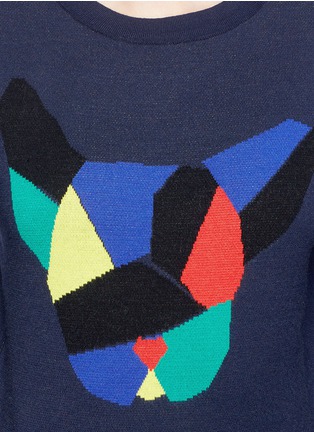 Detail View - Click To Enlarge - ÊTRE CÉCILE - 'Olympic Dog' collage intarsia sweater