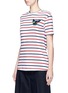 Front View - Click To Enlarge - ÊTRE CÉCILE - 'Olympic Dog' collage badge Breton stripe T-shirt