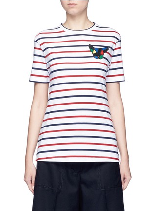 Main View - Click To Enlarge - ÊTRE CÉCILE - 'Olympic Dog' collage badge Breton stripe T-shirt